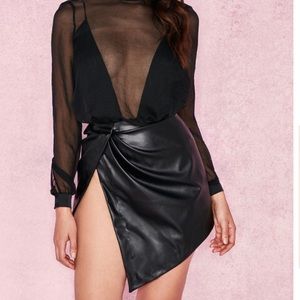 House Of CB Leather Mini Skirt Medium
